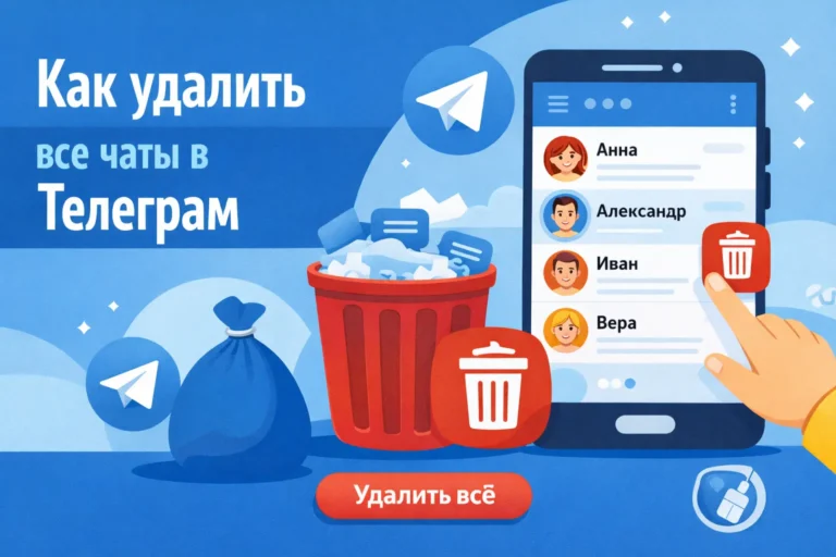 как удалить все чаты в телеграм