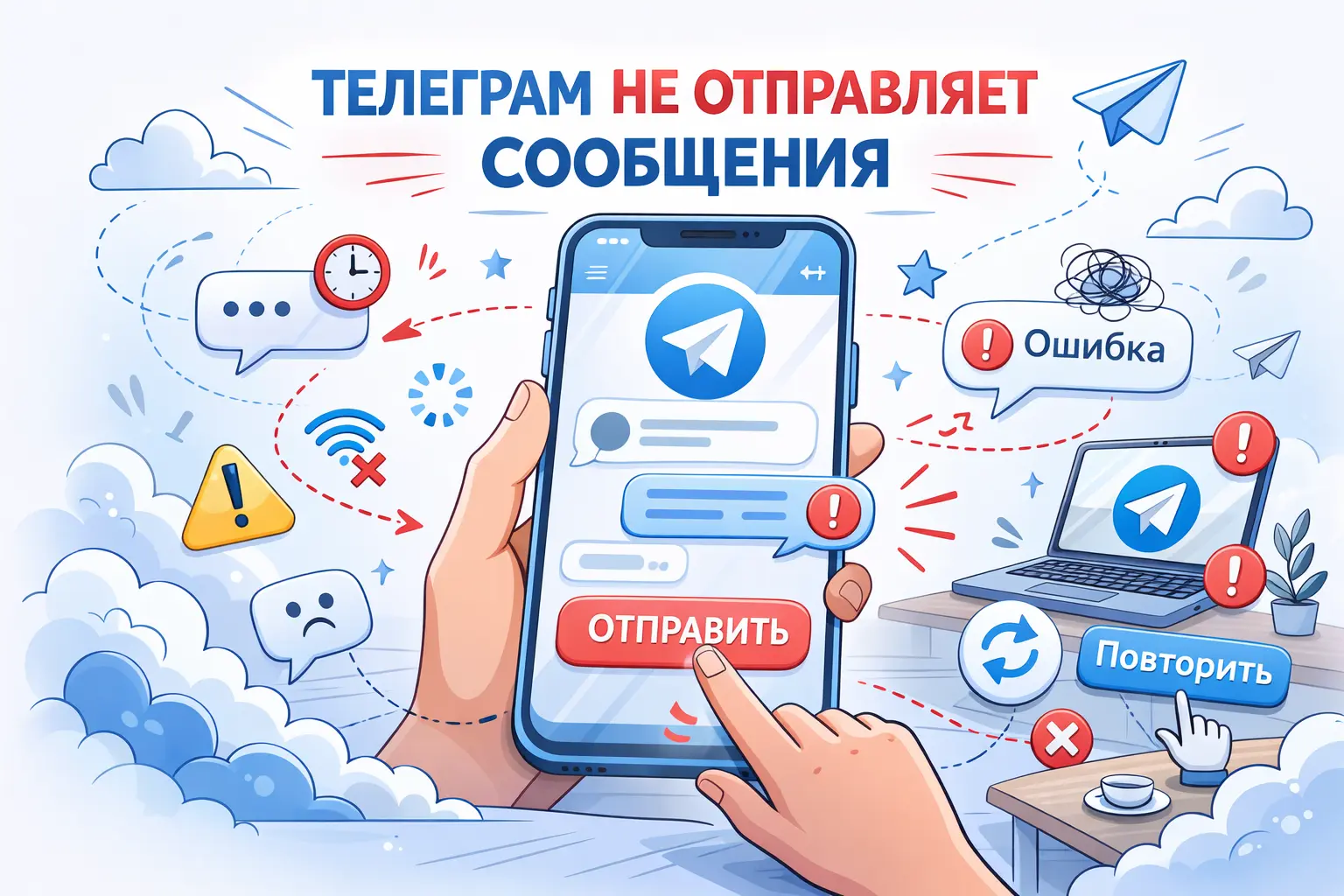 телеграм не отправляет сообщения